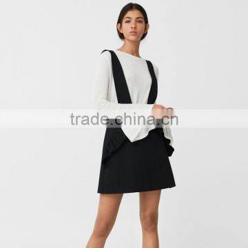 2018 Spring Pinafore Dress With Ruffle Black Suspender Skirt for Women photo-5