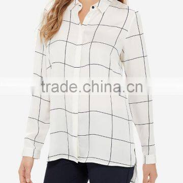 Grid Print Blouse shirt office wear ladies