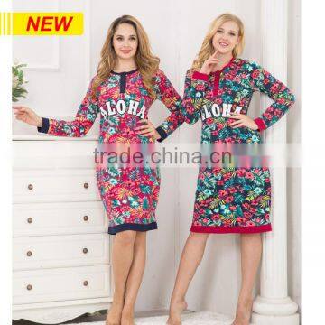 CUSTOM WHOLESALE TOP DESIGN WINTER FANCY COUPLE NIGHTDRESS POLYESTER COTTON ARABIC WOMEN NIGHT GOWNS