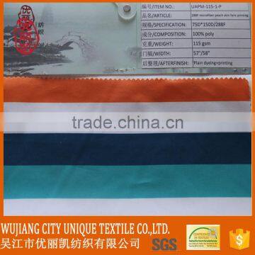 115g printing 100% polyester blue color microfiber peach skin fabric for children beach pants