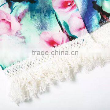 Women Shirt Summer Long Sleeve Tassel Kimono Print Floral for Female S6310010