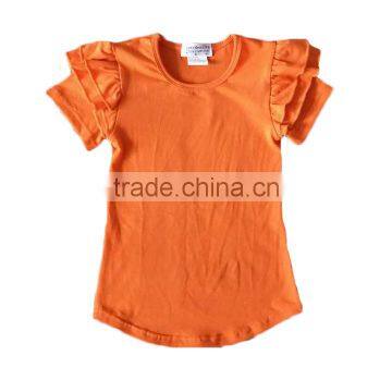 kids wholesale clothes short kids clothes unique sleeve flutter sleeve orange t-shirts trendy kids clothes