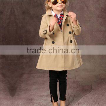 Latest Fashion Firls Clothing Double Buckle Long Sleeve Girls Trench Coat photo-2