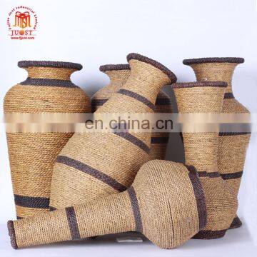 Best Sale Home Goods Decorative Rectangular Chinese Rattan Vase Set