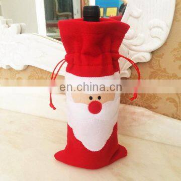 2016 Christmas Bottle Cover Santa Claus Winebottle Cover Drawstring Bottle Cover 13*32cm