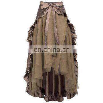 Belle Poque Steampunk Retro Victorian Beaver Punk Cincher Lace up Long Ruffle Open Pencil Skirt BP000206-2