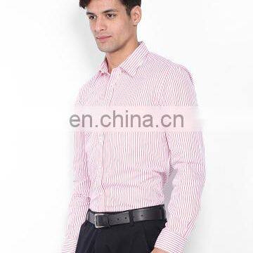 Turtle Men White & Red Striped Slim Fit Formal Shirt photo-5