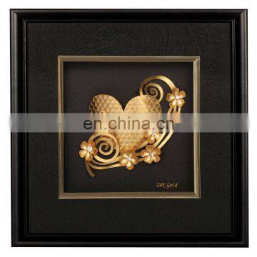gold frame art pure gold 999 leaf plated carved flower and heart painting free purchase
