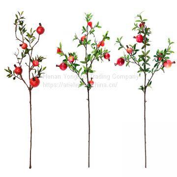 Wholesale Real Touch Berries 5 Heads Artificial Pomegranate Fruit With Branches