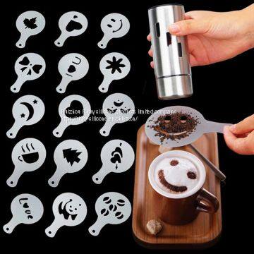 8/12/16Pcs/Set Printing Flower Mold Coffee Drawing Model Creative Cappuccino Foam Spray Kitchen Accessories Plastic Cooking Tool photo-3