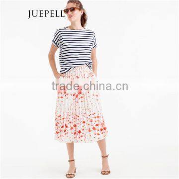 Printucked Floral Women Midi Skirt