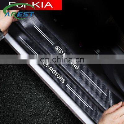 4pcs Car Sticker Door Carbon leather Fiber Sill Plate