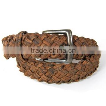 Braided belt with fashion bark PU