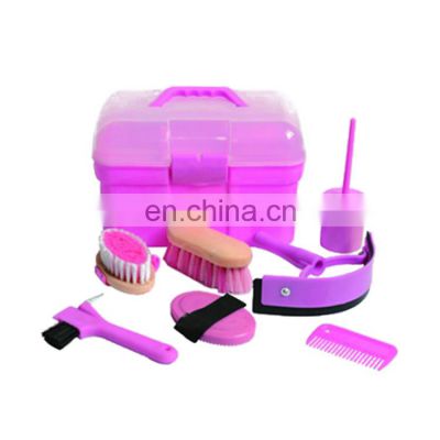 Pink horse brush set pet grooming brush with curry comb