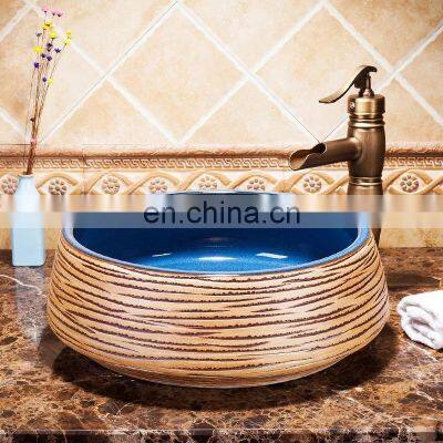 China Hand Carved Antique Ceramic Wash Basin For Bathroom photo-5