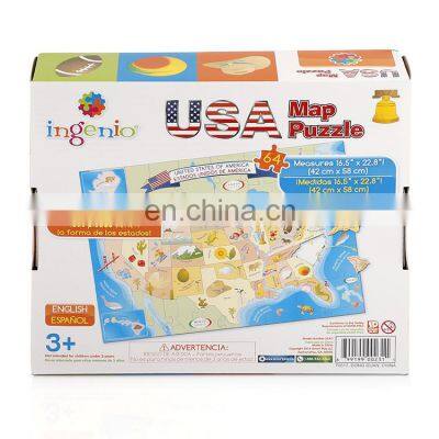 China Supplier Toys Puzzle 64 Pieces USA Map Jigsaw Puzzle photo-2