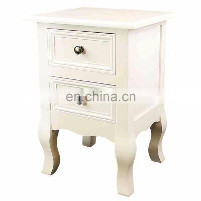Fully Assembled 100% Solid Wood British Style Tea Stand Night Stand 2 Drawer Storage Shelf Organizer
