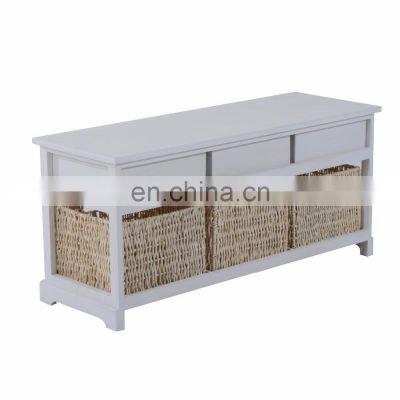 Indoor Wooden Long Storage Soft Bench With 3 Drawers photo-2