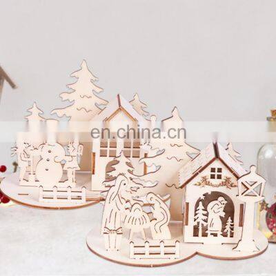 Christmas Desktop Ornaments Santa Claus Snowman House 3D Puzzle Ornaments Decoration photo-3