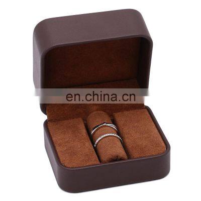 Fadeli High End Brown Double Ring Design Storage Jewelry Box Custom