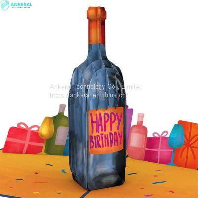 Vintage Wine 3D Pop-up Cards Best Happy Birthday Party Celebration Greeting Cards for Dad photo-2