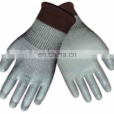 Cheap Cut Proof 5 ANSI A4 HPPE PU Cut Resistant Work Gloves