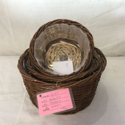 Natural Unpeeled Wicker Basket With Clear Foil Inside