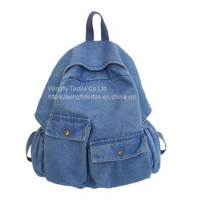 School Denim Backpack Simple Student Jean Bag Ins Canvas Big Weekend Jeans Bag Denim Shoulders Bag