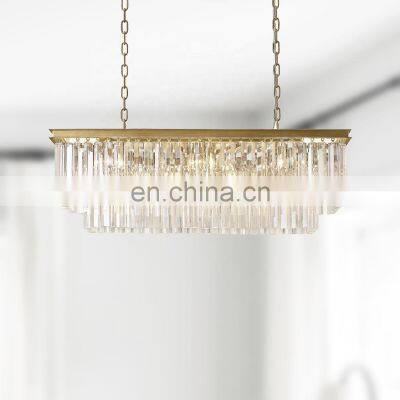 Modern American Crystal Glass Rod Pendants Chandelier Lighting Fixture For Living Room Dining Room Kitchen Island Foyer Lobby