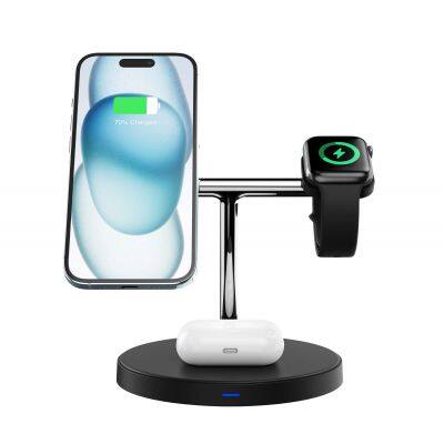 Powerful Magnetic Wireless Charger Table Stable Charging Station Multi-function 3-in-1 15W Fast Charge