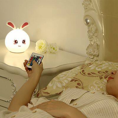 Rabbit Lamp Bunny LED Night Light Children's Night Light Baby Sleeping Bedside Lamp USB Silicone Tap Control Touch Sensor Light photo-3