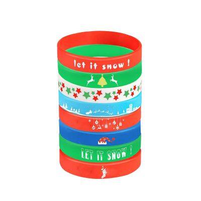 Free Sample Promotional Festive Durable Customized Christmas Silicone Bracelets Perfect for Christmas Holiday photo-3