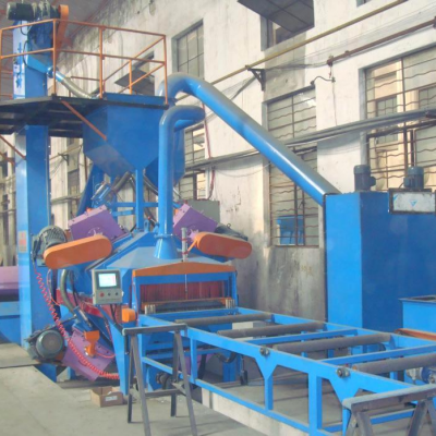 Q69 series rust removal and cleaning metal surface H-beam ball bearings roller conveyor through shot blasting machine