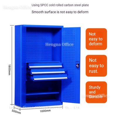 Lockable Industrial Steel Tool Cabinet - 1000mm Width Storage Cupboard With Reinforced Hinges for Power Tools and Spare Parts Storage