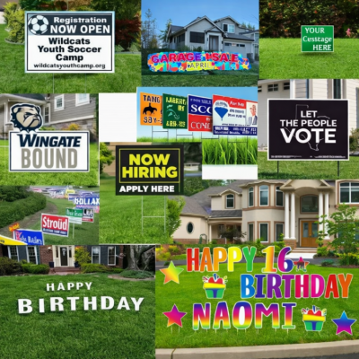 Индивидуальные гофрированные пластиковые таблички для газонов размером 18x24, с УФ-печатью и Н-образными колышками