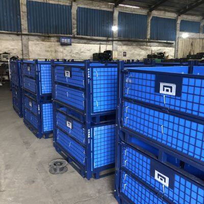 Powder Coated Stackable Foldable Storage Wire Mesh Cage Galvanized Storage Container