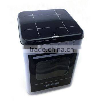 rectangle tin cans with PVC window for electronic battery packing