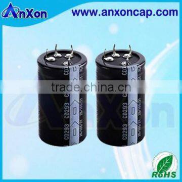 Aluminum electrolytic capacitor with 4 pin snap in terminals