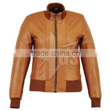 High Quality Women Brown Leather Jacket