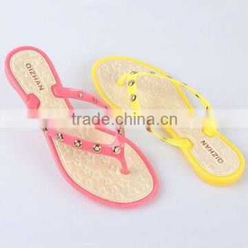 2014 Fashion Hot Style Transparent PVC upper material jelly Flip-flops Crystal plastic slipper shoe for lady and women