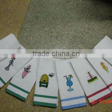 cotton waffle embroidered tea towel for promotion