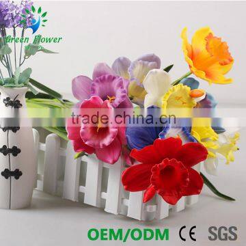 Оптом цветочные букеты 2016 года из многоцветного латекса, искусственных ПУ-цветов - нарциссов, которые кажутся реальными, для свадебных украшений и выставок photo-5