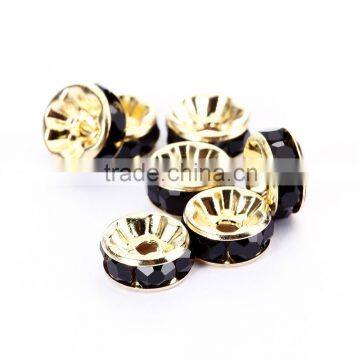 Gold Plated Jet Black Color #280 Rhinestone Jewelry Rondelle Spacer Beads Variation Color and Size 4mm/6mm/8mm/10mm photo-3