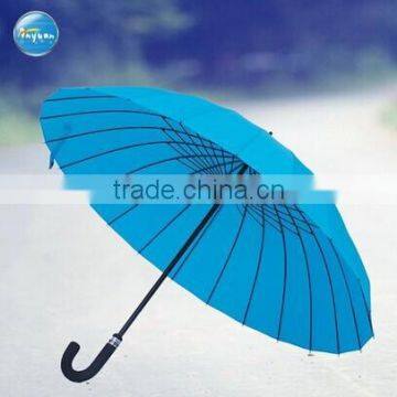 23-inch Blue Manual Opened and Closed Straight Shank Strong 24 Fiber Bids Windproof Travel Golf Umbrella