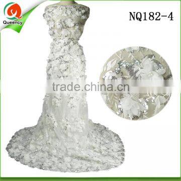 white sequin tulle fabric high quality party tulle laces with sequins and beads