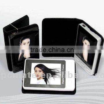 2.4" digital photo frame with leather case,promotion gift
