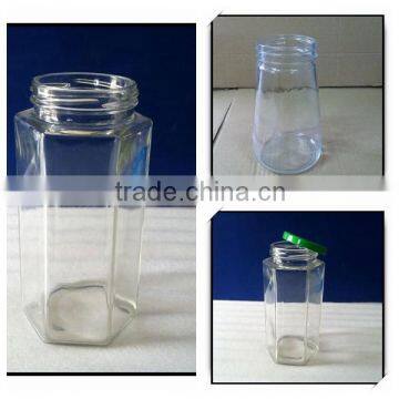 hexagon shape canning glass jar with screw lid