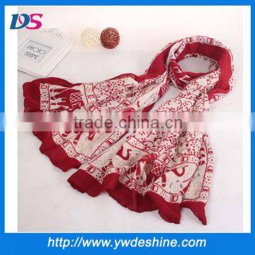 New product high quality digital print custom design cotton scarf elephant pattern WJ-644