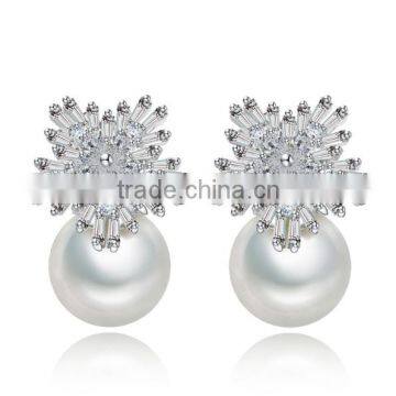 AAA+ Cubic Zircon Shell Pearl Earrings for Wedding Party Women's Fashion Jewelry Earrings