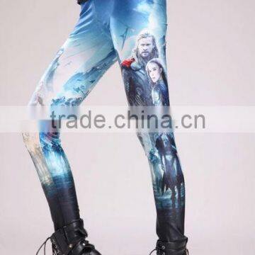 2014 Fashion Princess Digital Printing Blue Stretch Spandex Fabric Legging